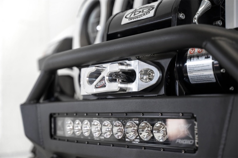 Jeep Wrangler JL Bumper - Front - Addictive Desert Designs - Stealth Fighter Full Length with Winch Mount & Top Hoop - Hammer Black Powder Coat - `18-`27